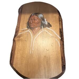 Alix Mosieur Original Art On Myrtlewood, Native American Kiowa Warrior